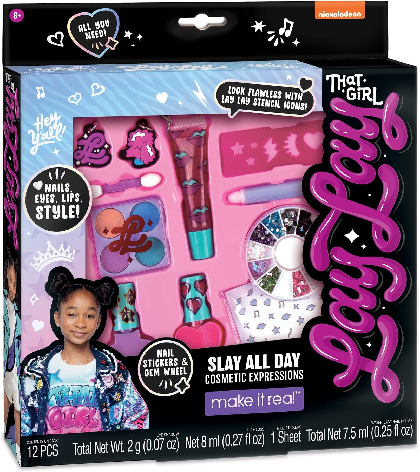 Make It Real That Girl Lay Lay: Slay All Day Cosmetic Expressions - 12 Piece Set, , Nickelodeon, Nails-Eyes-Lips-Style!, Beauty & Makeup Kit, Nail Art, Tweens & Girls, Kids Ages 6+