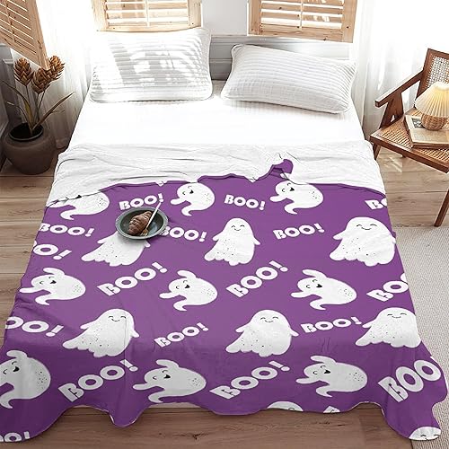 Miniatura 4 de Manta de fantasmas morados para niñas, mujeres y niños, manta ligera de forro polar espeluznante para niños, mantas de franela suave, decorativas,