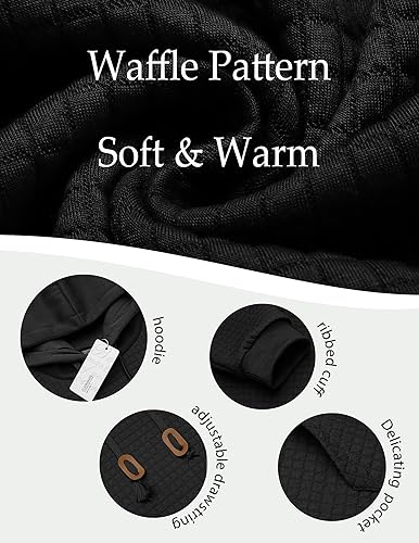 Miniatura 5 de COOFANDY - Sudaderas con capucha para hombre, manga larga, estilo waffle, tejidas, con bolsillo