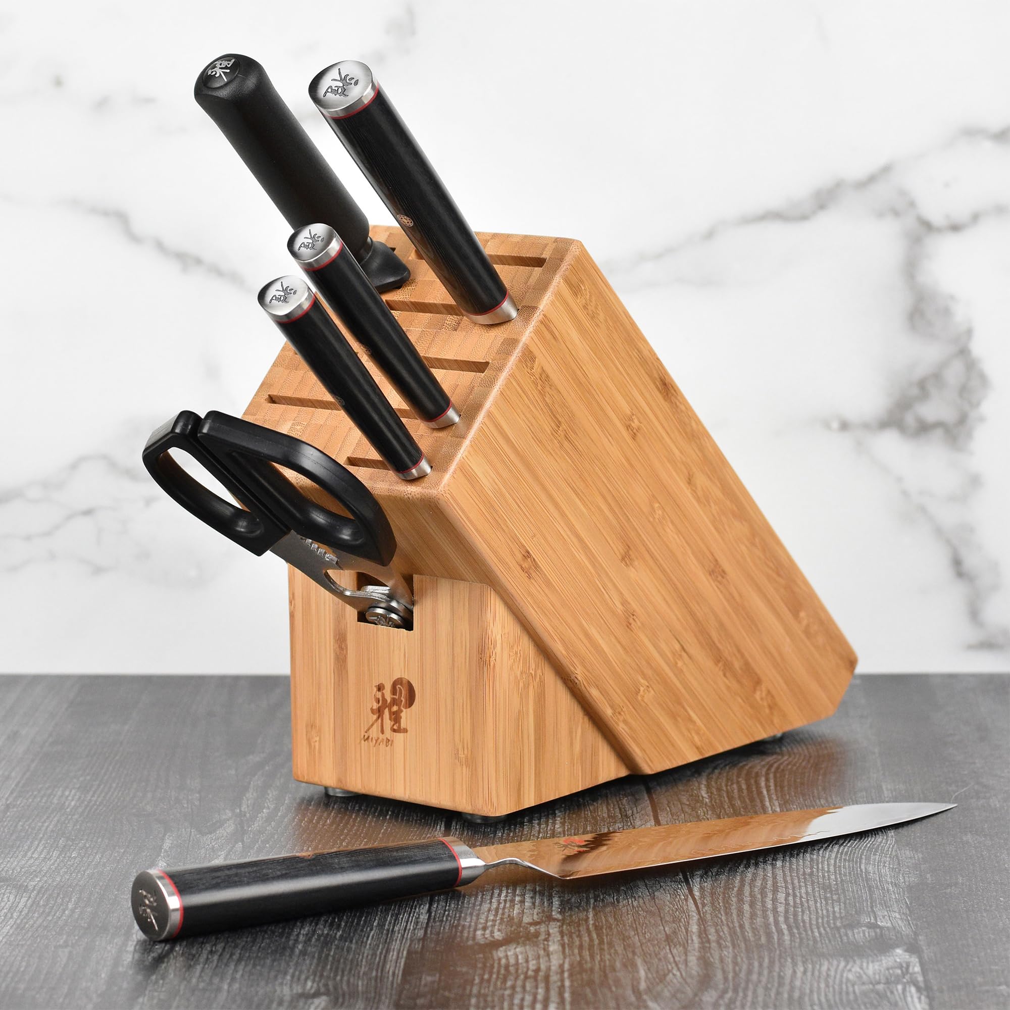 Amazon.com: Miyabi Mizu SG2 Knife Set, 7 Piece with Bamboo Block