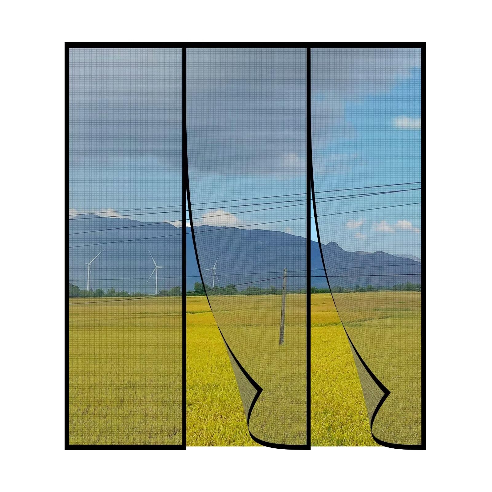 Fly Grille Magnetic Curtain, Insect Grille Balcony Door 215x265cm, 10xStronger Than Other Fly Grille Fly Grid Balcony for Doors/Patio/Windows, Black — image 1