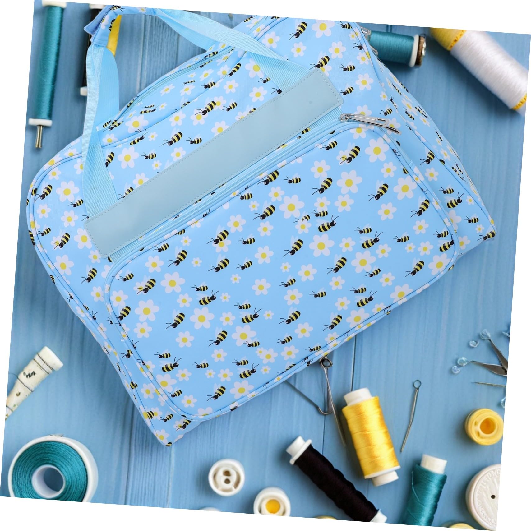 HOMSFOU Sac De Machine à Coudre Portable Cas De Transport De Machine à Coudre Portable Sac De Rangement pour Tricot Ciel Bleu Tissu Oxford 600d