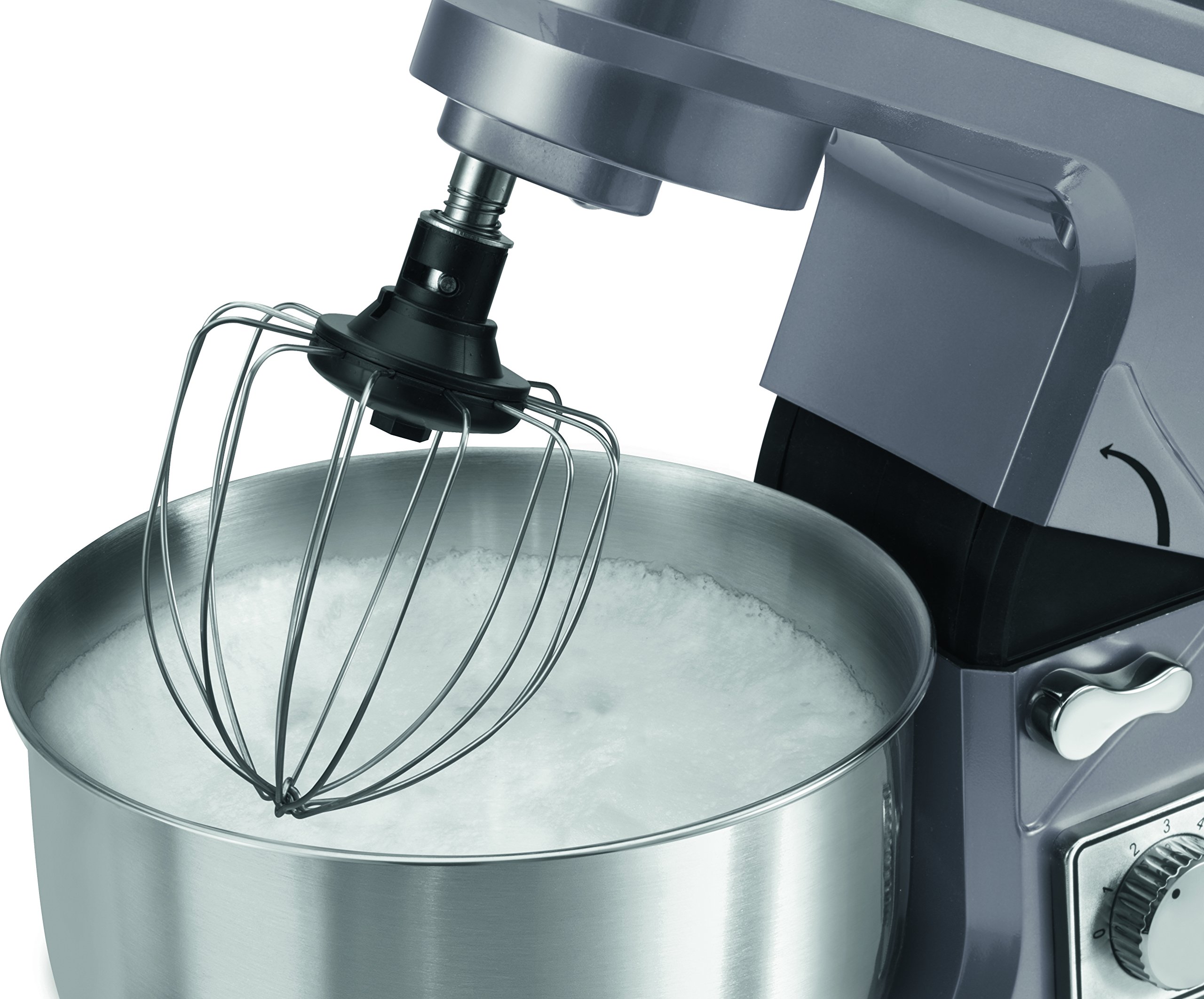 Bomann KM 1393 CB potente Impastatrice, 1000 W, 8 livelli di velocità, 5 l ciotola in acciaio inox, erogatore orientabile braccio multifunzione titan