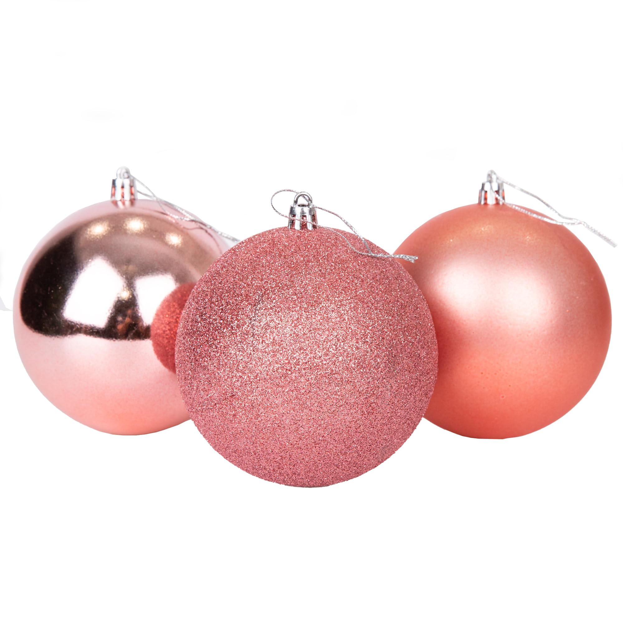 Shatchi 10Cm/3Pcs Christmas Baubles Shatterproof Rose Gold,tree Decorations from B&Q