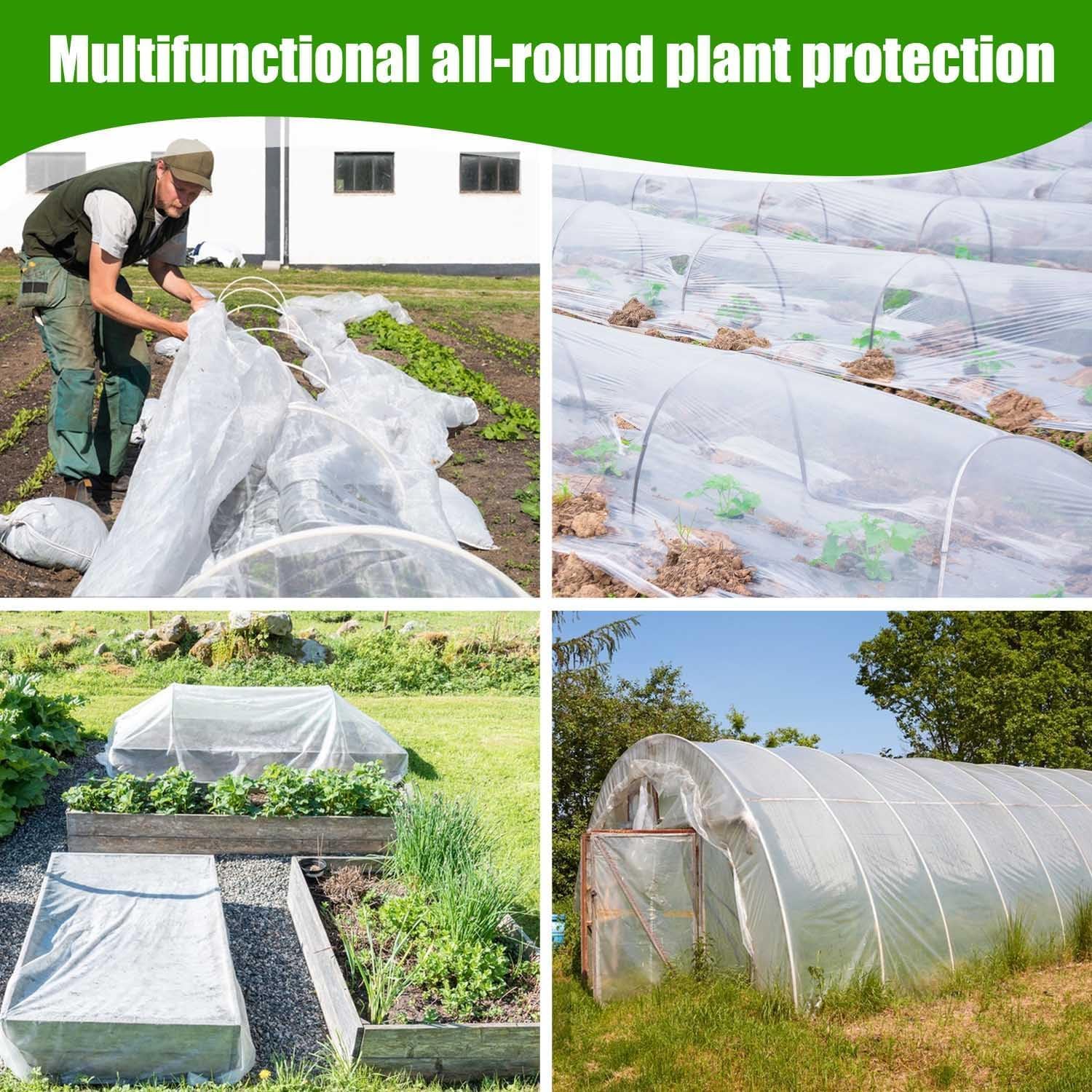 Plastico Invernadero, 2 x 10 Metros, Transparente, Reutilizable, Adecuado para Jardinería y Agricultura
