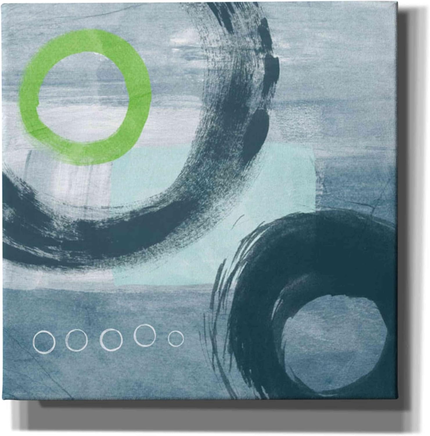 Epic Graffiti 'Blue Circles I' by Linda Woods, Canvas Wall Art, 18"x18"