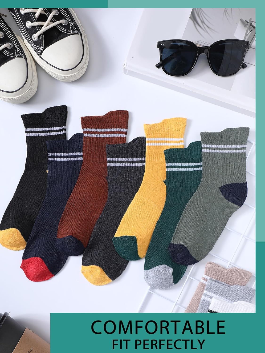 Fourluoo 60 Pairs Mens Socks Bulk Homeless Thermal Moisture Wicking Sports Crew Ankle Sock for Men Unisex