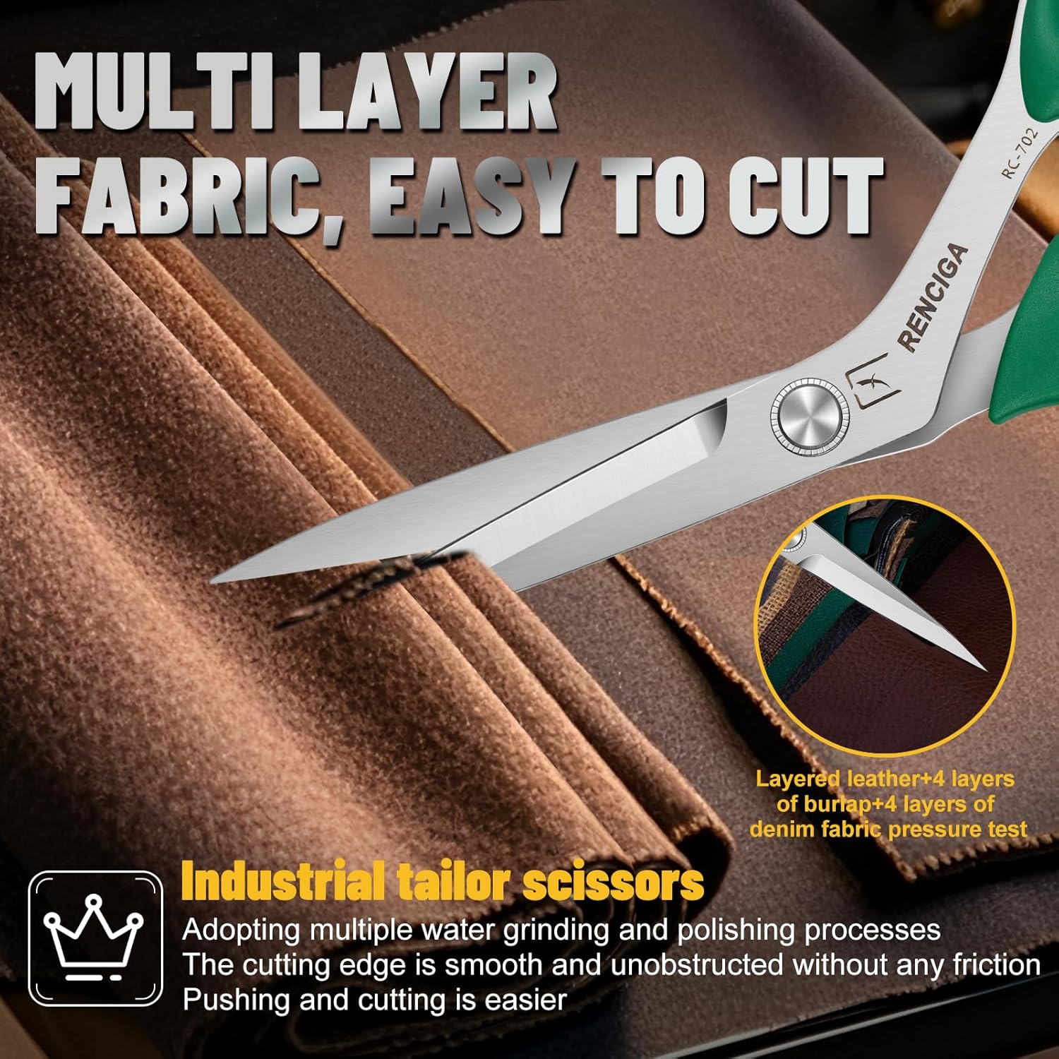 Fabric Scissors Tailor Sewing Shears Heady Duty Multi-Purpose Integral Molding Scissors for Fabric Cutting Leather Dressmaking Comfort Grip Professional Sharp Cloth Scissor Crafting (9 Inch)