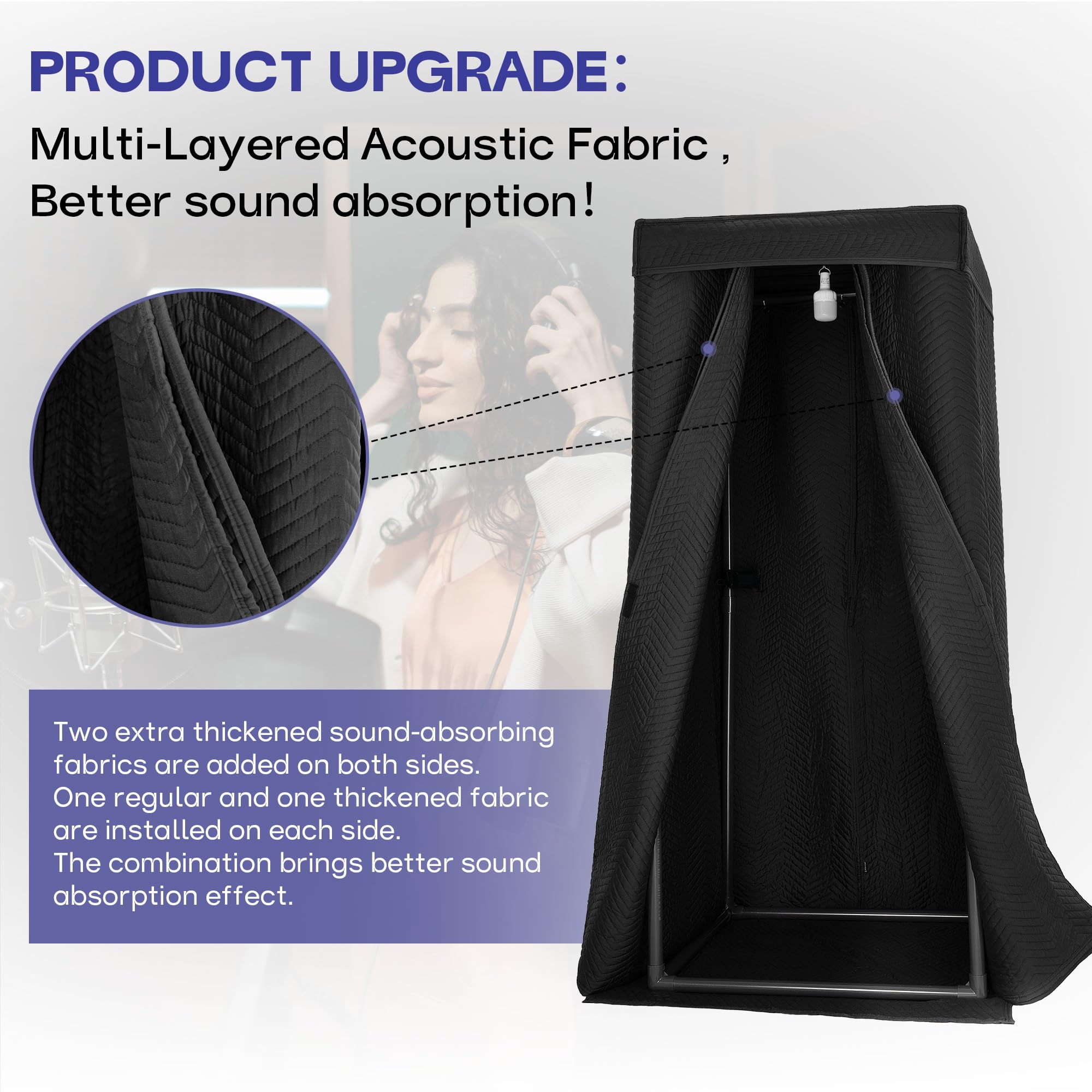 Starfavor Portable Vocal Booth for Recording Echo-Free Vocals, Double-layer 360 Reverb Stand-In Isolation Shield, Pro-Sound Blankets, Studio with Travel Bag - Image 3