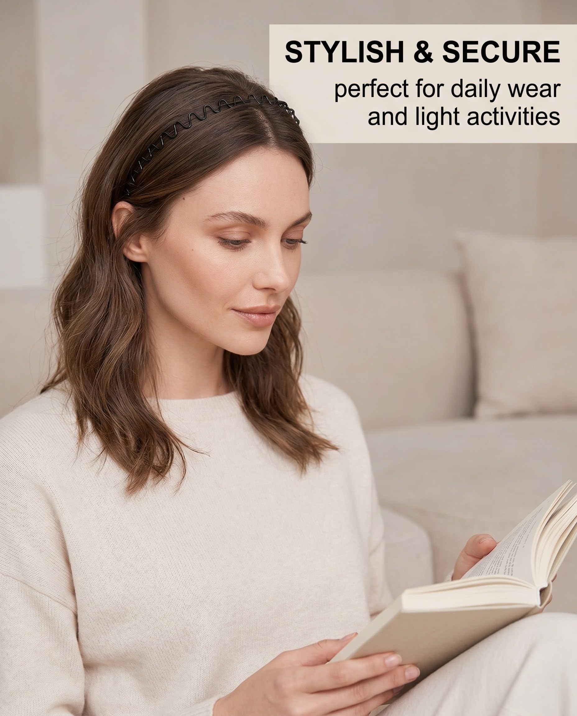 6 pezzi cerchietto capelli donna e uomo unisex con design ondulato, fascia elastica per sport, allenamento, yoga, uso quotidiano e attività all'aperto
