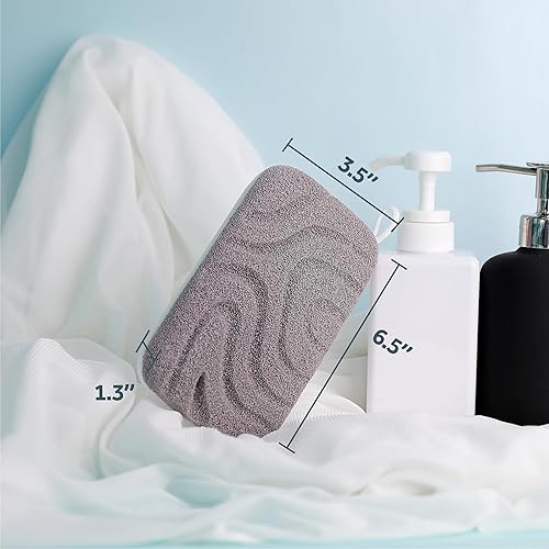 Miniatura 6 de myHomeBody Esponja exfoliante de esponja de ducha de doble textura, esponja de baño para mujeres, exfoliante corporal, esponja corporal, esponja