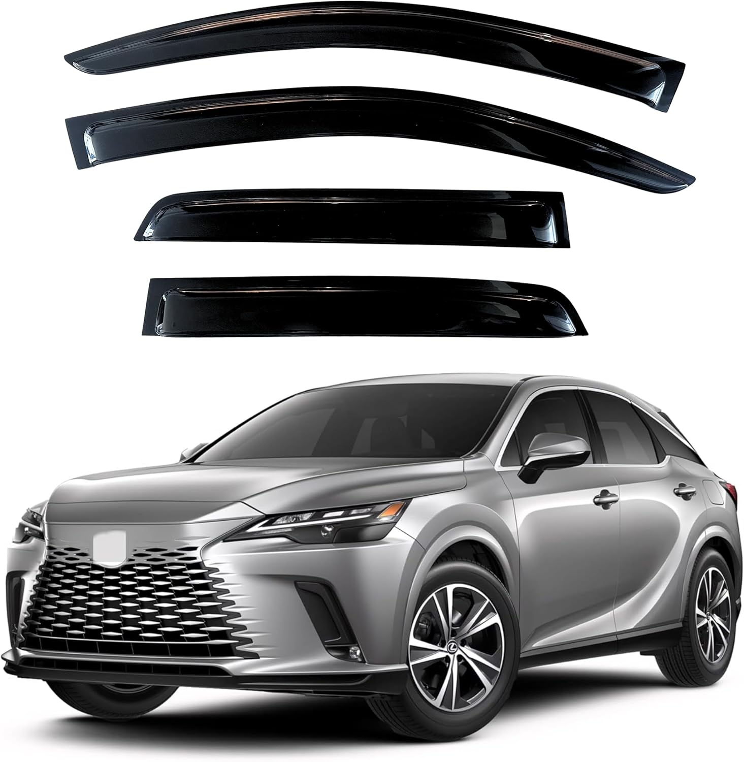 KPY Window Visor Compatible with Lexus RX350 RX350h RX500h 2023-2025, 4PC Rain Guard Side Window Vent Deflectors Tape-On Style, 2023 2024 2025 23-25 RX Series