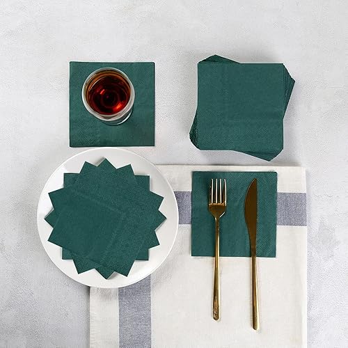 Miniatura 5 de Paquete de 100 servilletas de cóctel de 2 capas plegadas de 5 x 5 pulgadas, servilletas desechables para cenas, bodas, fiestas de cumpleaños, novia,