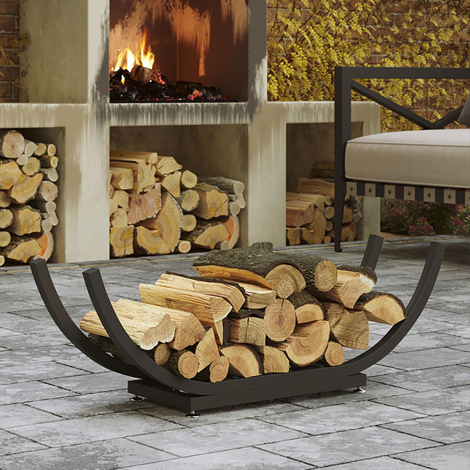 Kaminholzregal – Indoor & Outdoor Holzhalter Tragbare Holzaufbewahrung für Kamin & Terrasse Robuster Kaminholzhalter Perfekt für Zuhause & Camping