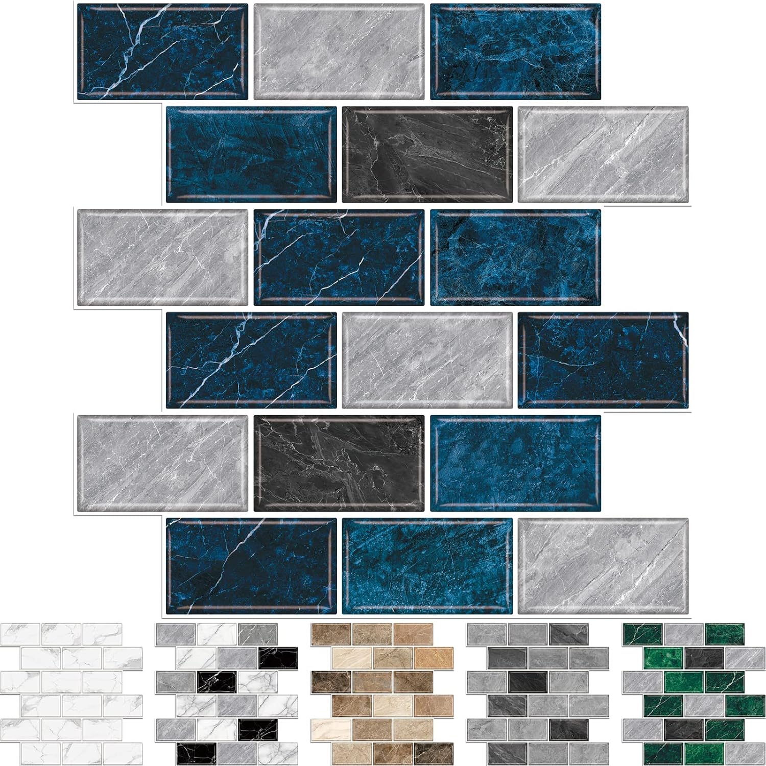 URCOLOR 10Sheet Backsplash Tile for Kitchen Peel and Stick,12"x12