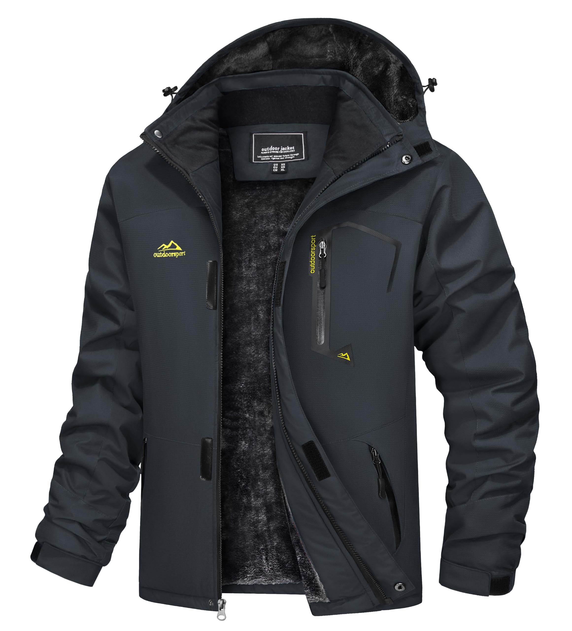 TACVASEN Herren Winter Wasserdichte Winddichte Winterjacke Warme Fleece-Futter Ski Regenmantel mit Kapuze