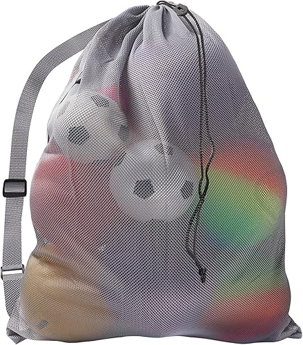 Miniatura 29 de GSE Games & Sports Expert 24x36/30x40 X-Large Mesh Sports Equipment Drawstring Bag for Soccers, Basketballs, Footballs Azul,negro, (Black-1