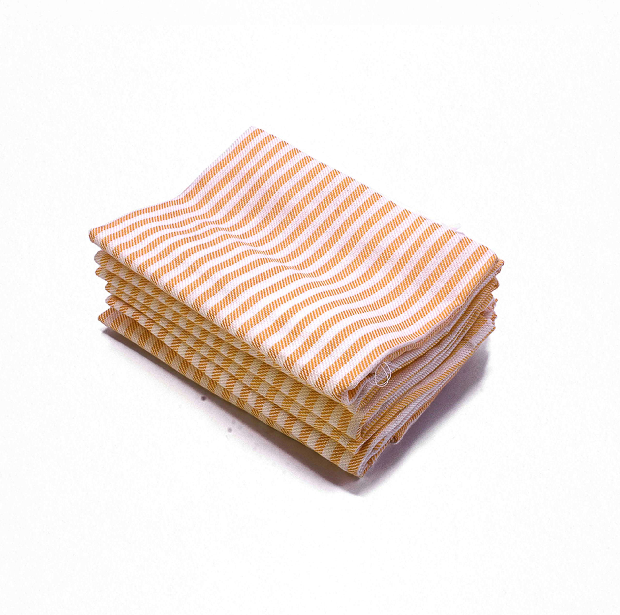 DIACO Classic Stripe Kitchen Dish Tea Towel | Small Sized Lightweight Kitchen Cloth | Premium Quality Viscose Cotton Tea Cloth | Soft & Highly Absorbent Hand Towel | set of 2 | (orange, 50 * 70)
