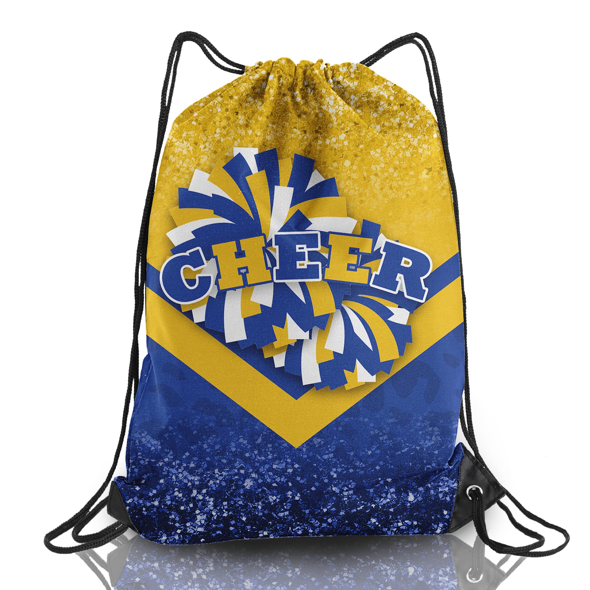 SKYIGC Cheer Drawstring Backpack Cheerleading Drawstring Gym Bag Cheer Accessories Cheerleader Gifts for Cheerleaders 1Pcs (Gold&Navy)