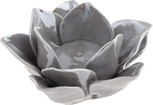 Karma Gifts - Portavelas de cerámica con diseño de loto para decoración del hogar, 1 EA, niebla