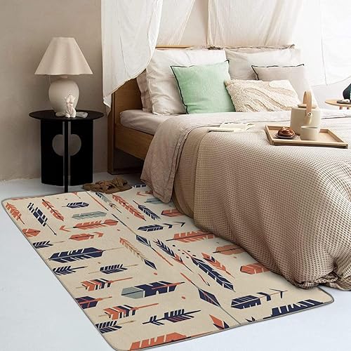 Miniatura 3 de Alfombra de plumas y decoración del hogar, alfombra de 4 x 5 pies, alfombras de plumas nativas americanas para sala de estar, dormitorio, alfombra