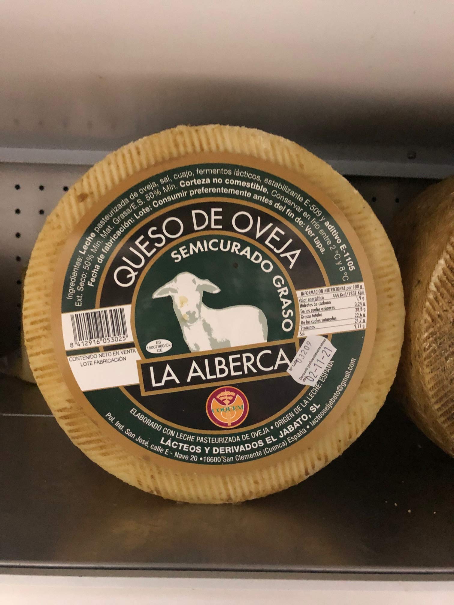 Queso de Oveja Semicurado Graso La Alberca 3 kg