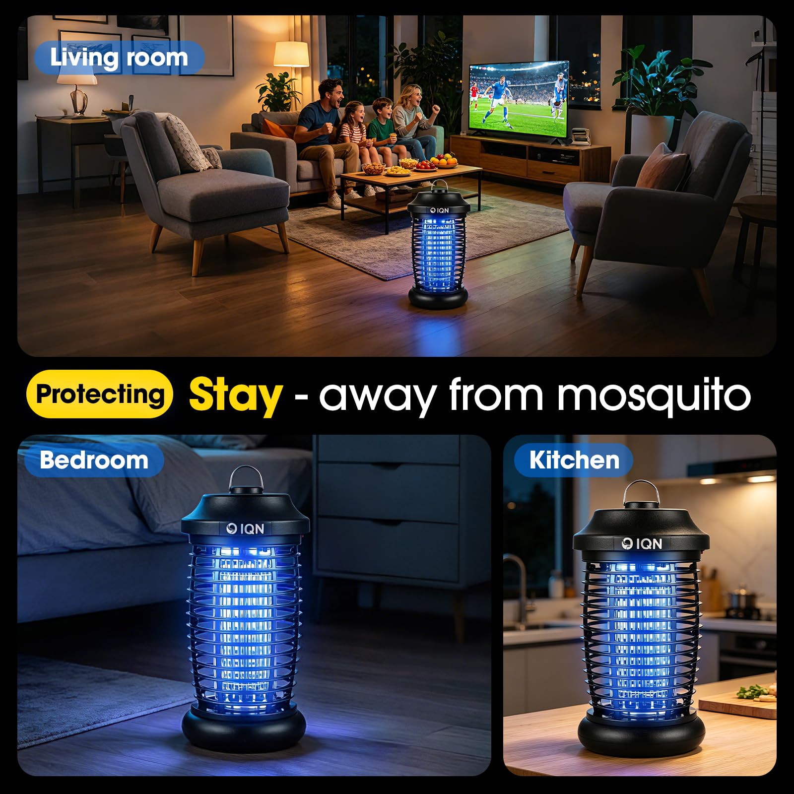 Outdoor Bug Zapper für Terrasse & Hinterhof, 15 W UV Mückenvernichter mit 4200 V Stromgitter, 1500 m² Abdeckung, 8,9 FT Kabel, IPX6 wasserdichte Plug-in-Fliegenfalle für Veranda, Garten, Garage