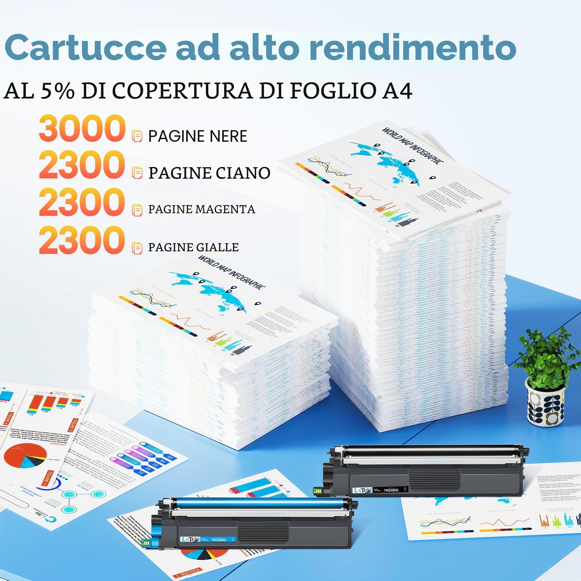 LxTek Compatibili Toner per Brother TN248XL per Brother MFC-L3740CDW 5-Pack | Compatibile per toner tn248, toner brother mfc l3740cdw, dcp-l3560cdw, mfc l3740cdwe, l3760cdw, dcp-l3520cdw, hl-l3240cdw
