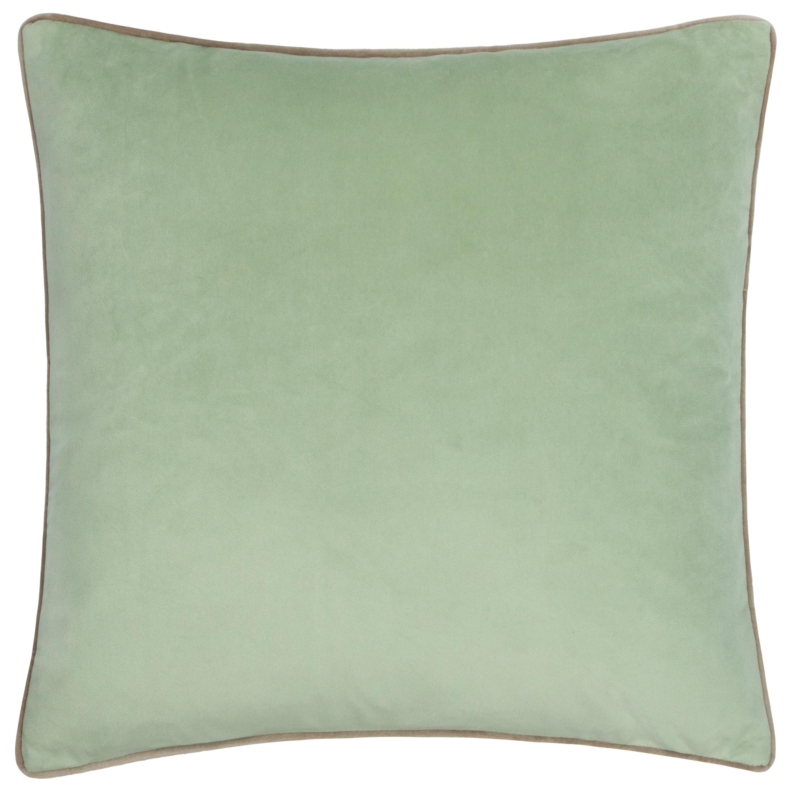 furn. Meridian Cushion Cover – Luxury Contrast Piped Velvet Decorative Case (Eucalyptus/Mocha - 45x45cm)