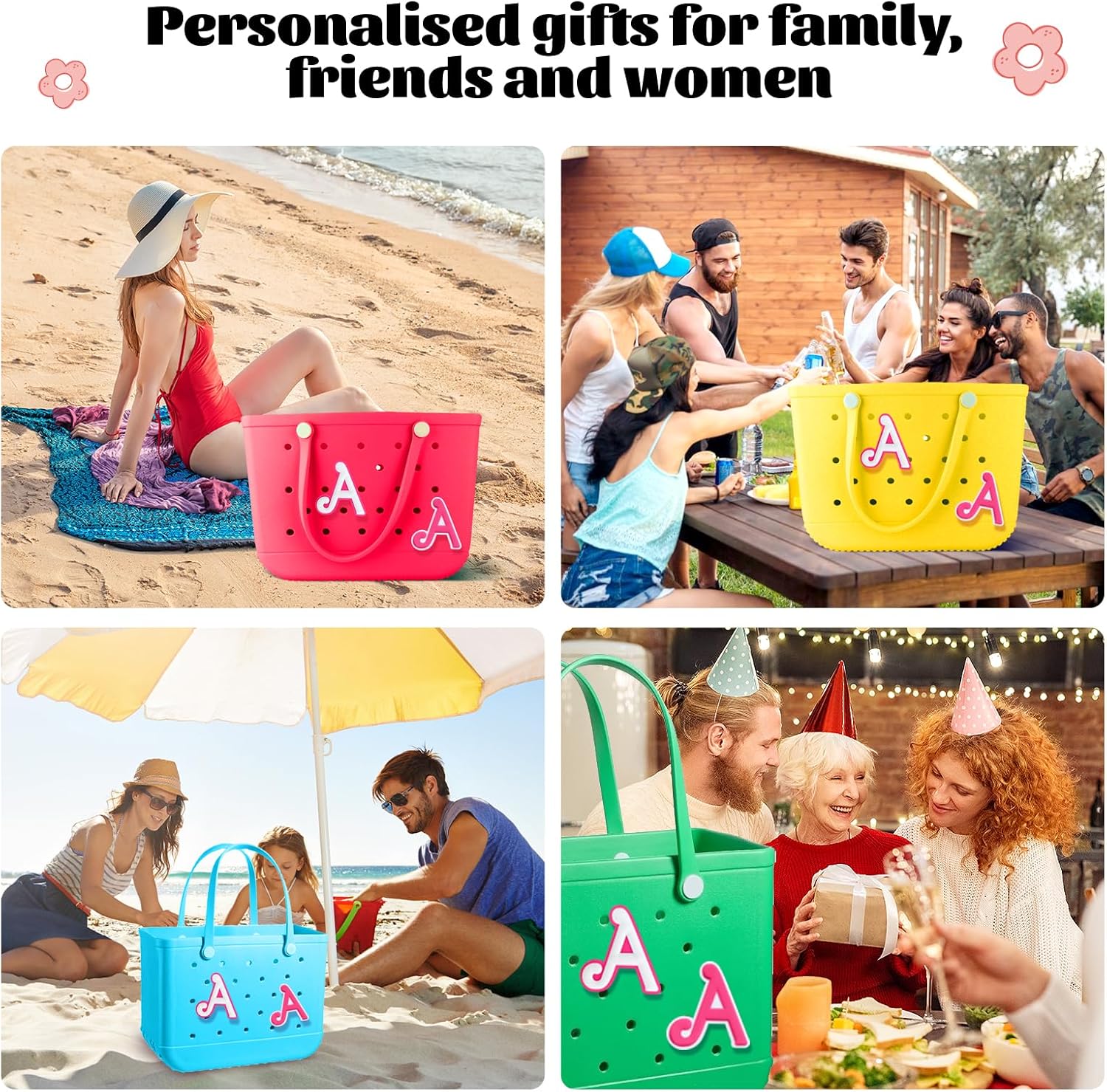 2Pcs Lettering Charms For Bogg Bag, 3D Alphabet Printed Decorative Accessories Charm For Bogg Bag, Insert Personalizing Alphabet Decorative Charm Compatible With Handbag Beach Tote Bag - Image 6