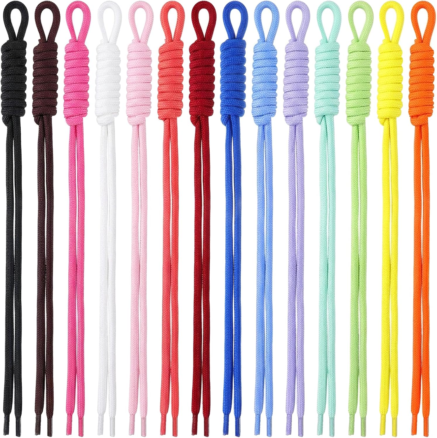 YUXIANLB 14pcs Paracord Rope Keychain, Bag Charms Braided Knot Nylon Key Chain Cord Colorful Decoration Accessories for Purse Handbag Backpack
