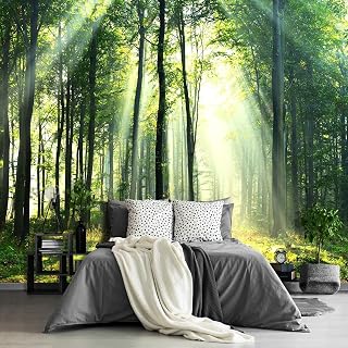 Sunshine Meadow 3d Peel And Stick Mural Wall Decal, Forest Scenery Large Wallpaper,for Shop Studio Gym Removable Living room Bedroom Office Wall Decoration,PVC-365x254cm