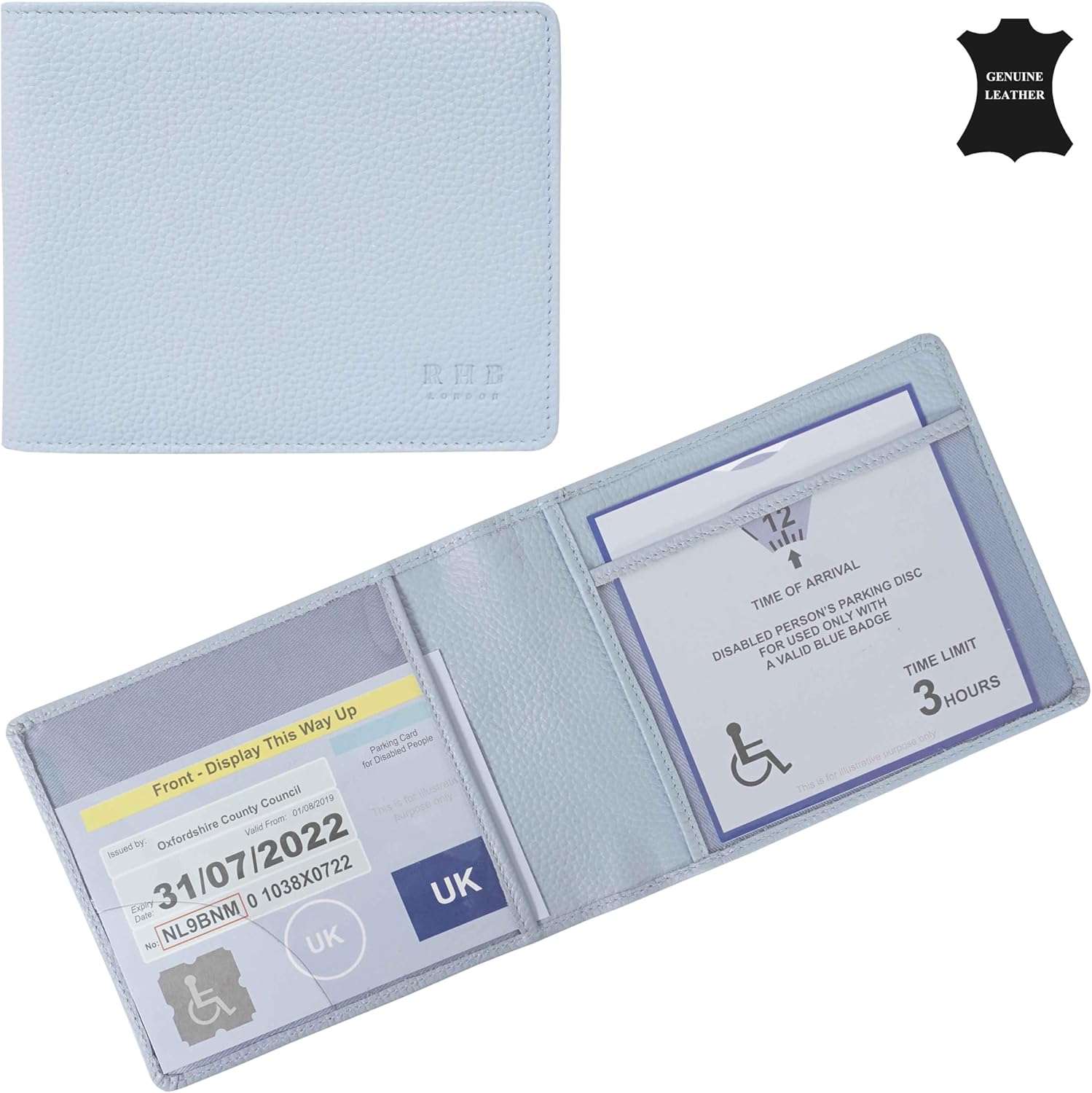 RHB Genuine Leather Disabled Blue Badge Holder with Timer Wallet