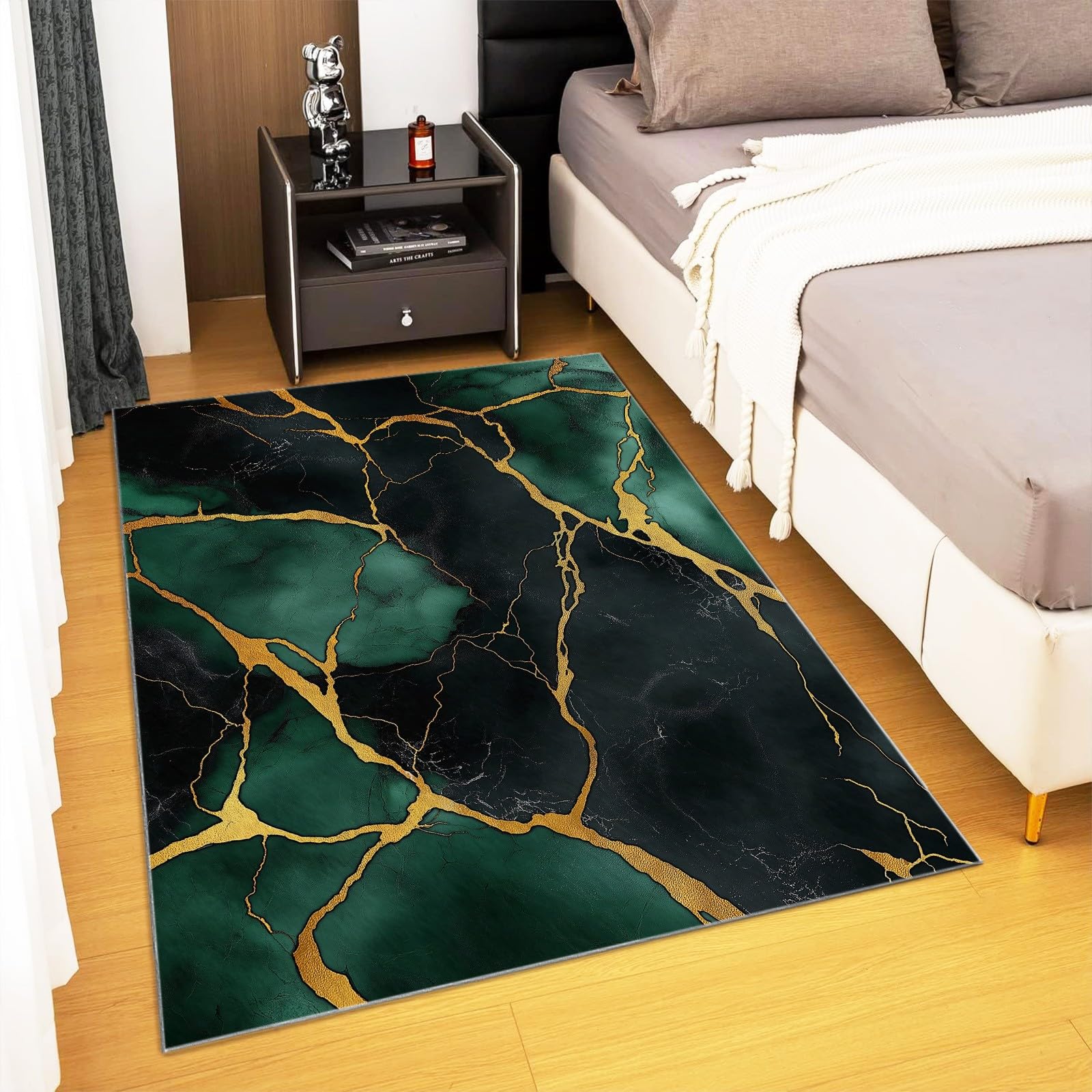 Generisch Wohnzimmer Teppich Smaragdgrün Outdoor Teppich Flur Schlafzimmer Digitale Kunst Marmor Teppich Küche Modern Kinderzimmer Flauschig rutschfest Teppich Waschbarer Teppich 160 x 230 cm