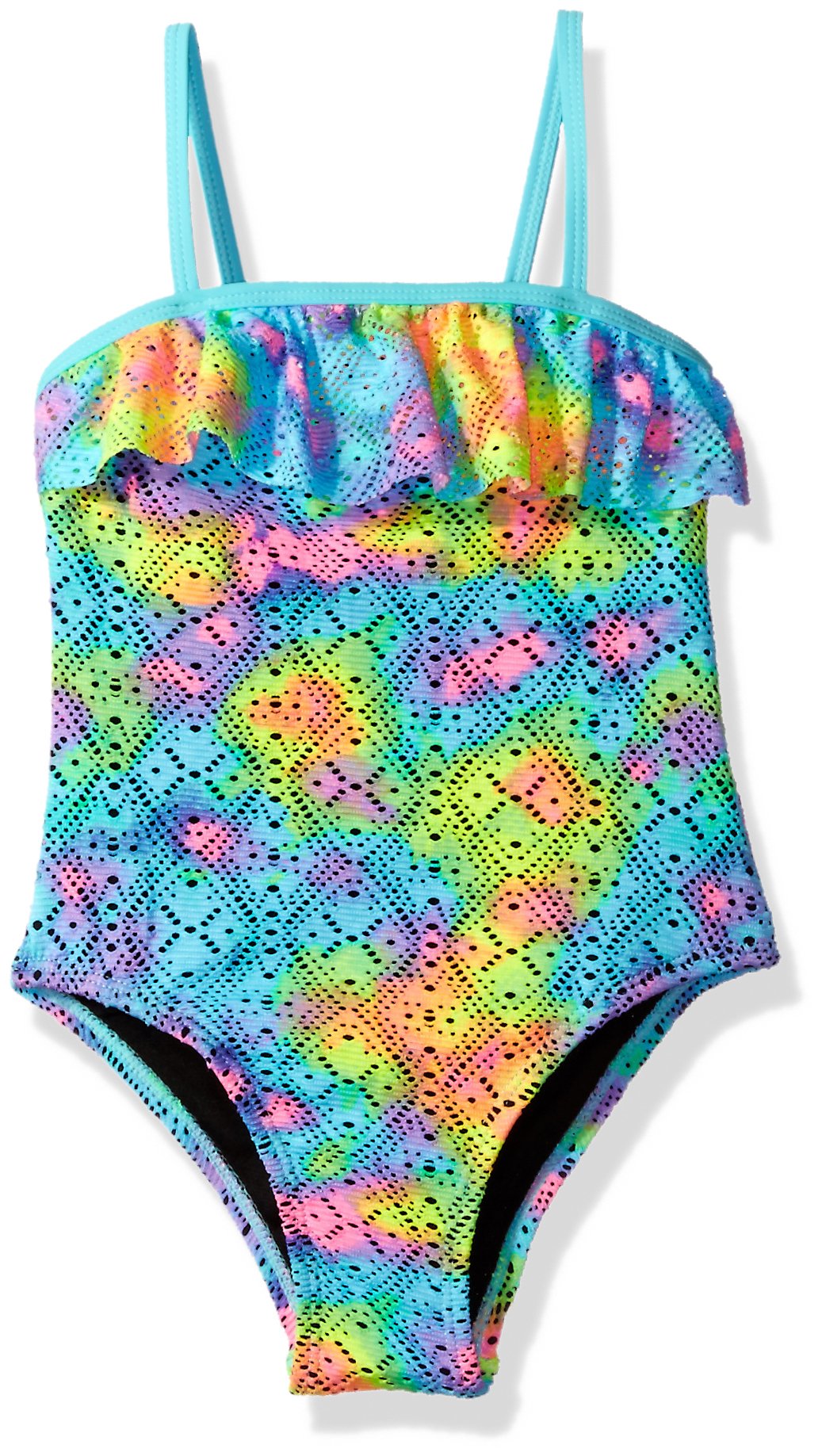 Breaking Waves Girls' Tie Dye Crochet One Piece Swimsuit, Multi, 4