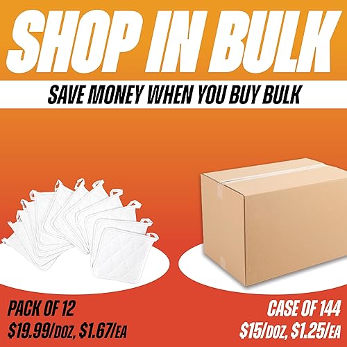 Miniatura 2 de Arkwright - Juego de agarraderas de algodón de rizo (caja de 144) para cocina, juego de agarraderas calientes resistentes al calor para cocinar y