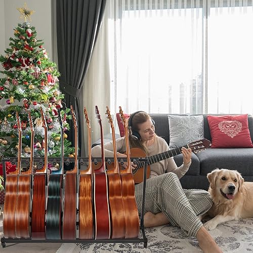 Miniatura 6 de Ktaxon Soporte de exhibición de múltiples guitarras de 3579, soporte para guitarra, ukelele, bajo y banjo para banda, estudio, hogar (soporte