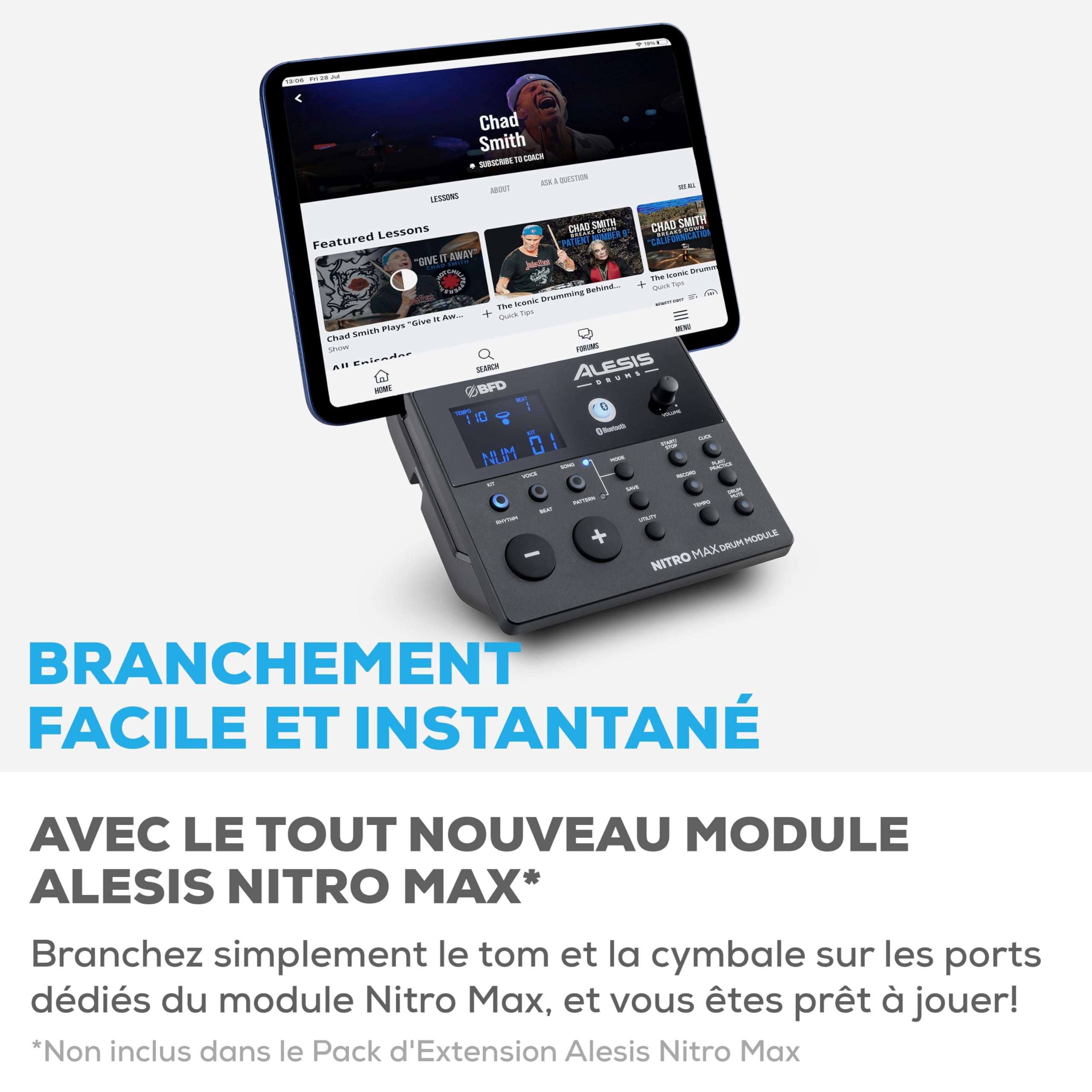Alesis Nitro Max Expansion Pack - Extension pour Batterie Électronique Nitro Max avec Tom Maillé, Cymbale 10" avec Étouffoir et Câbles