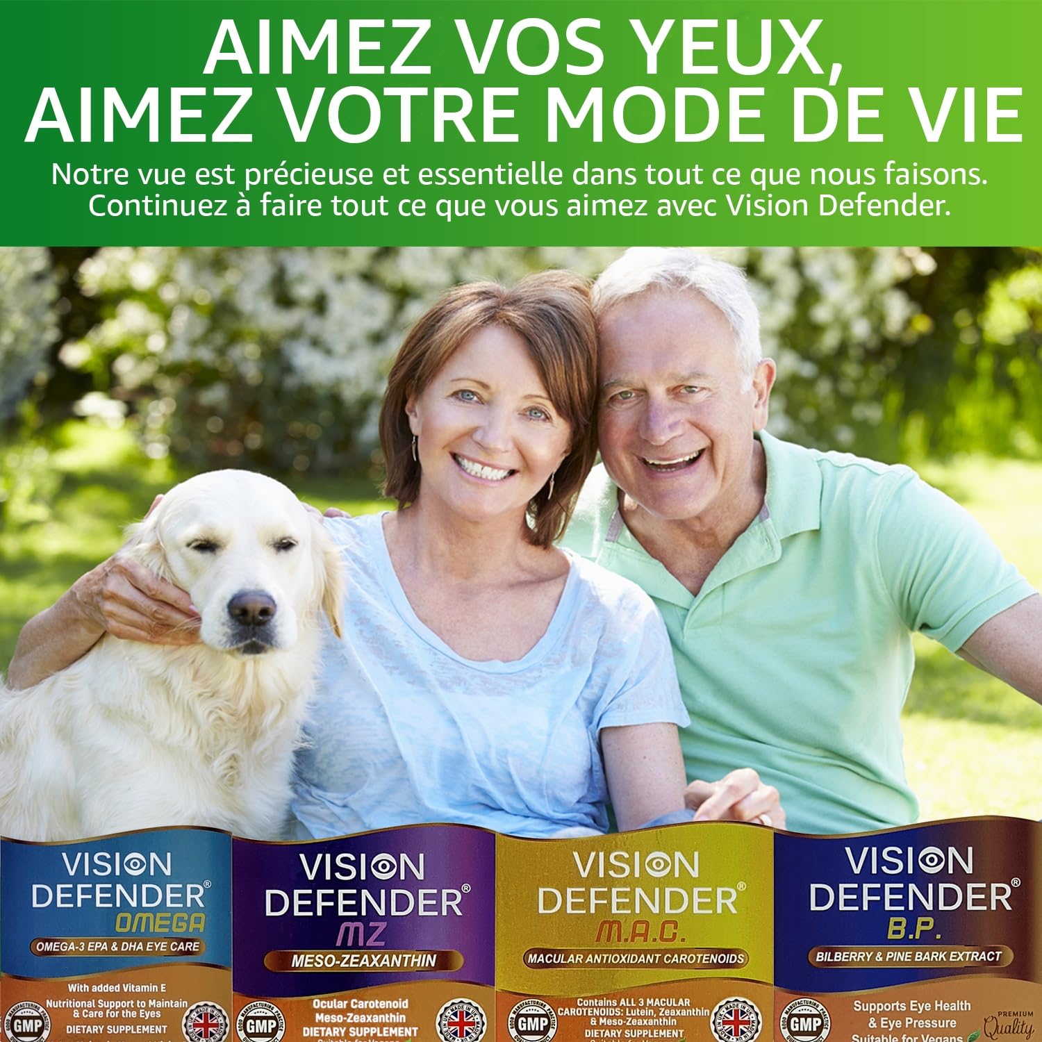 Vision Defender AMD Vitamines pour les yeux AREDS2 – Formule exacte avec lutéine, zéaxanthine, vitamines C et E, zinc 25 mg et cuivre – 90 comprimés véganes 1-par-jour pour le soutien de la vision