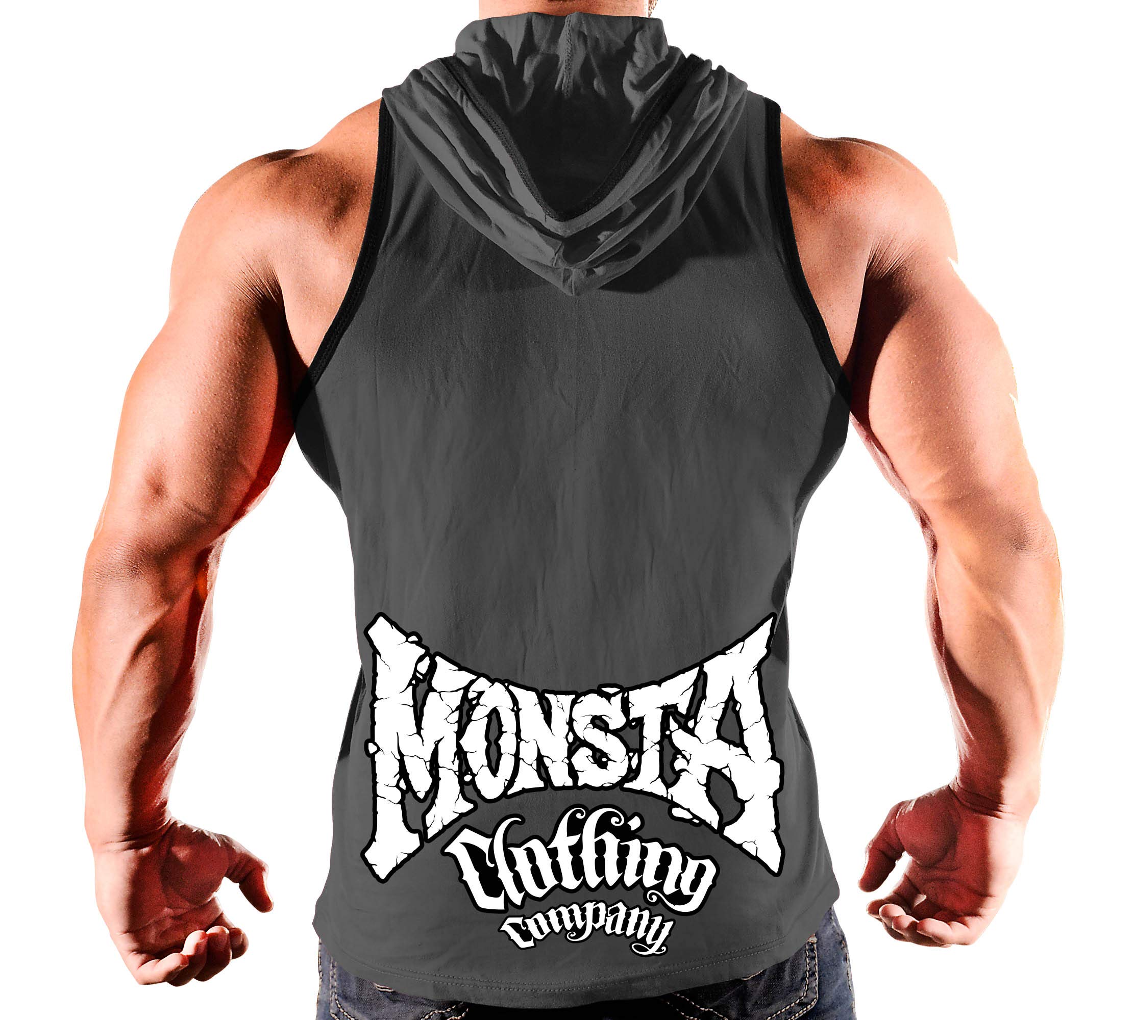 Monsta Clothing Co. Herren Workout (Havoc Rough Barbell) Gym Hooded Tank Top