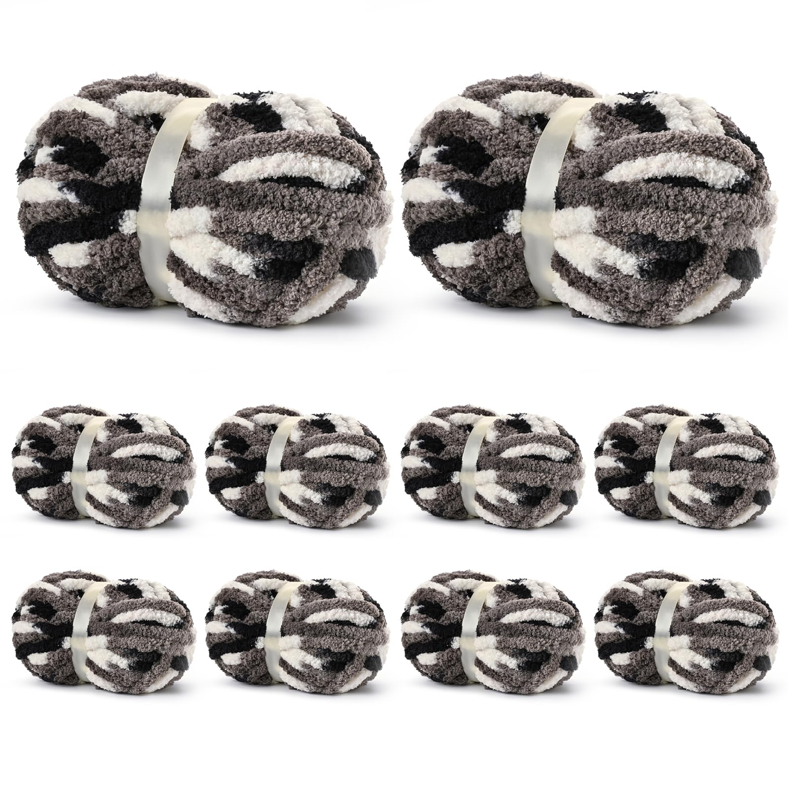 OMoiut Jumbo Chunky Yarn Black White Grey