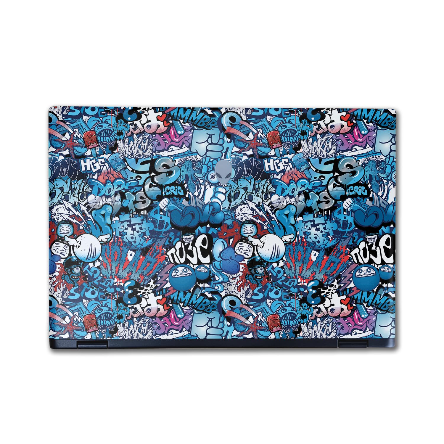 Laptop Skin Compatible with Alienware M16 R2 (2024) - Blue Meanies - Premium 3M Vinyl Protective Wrap Decal Cover - Easy to Apply | Crafted in The USA by MightySkins