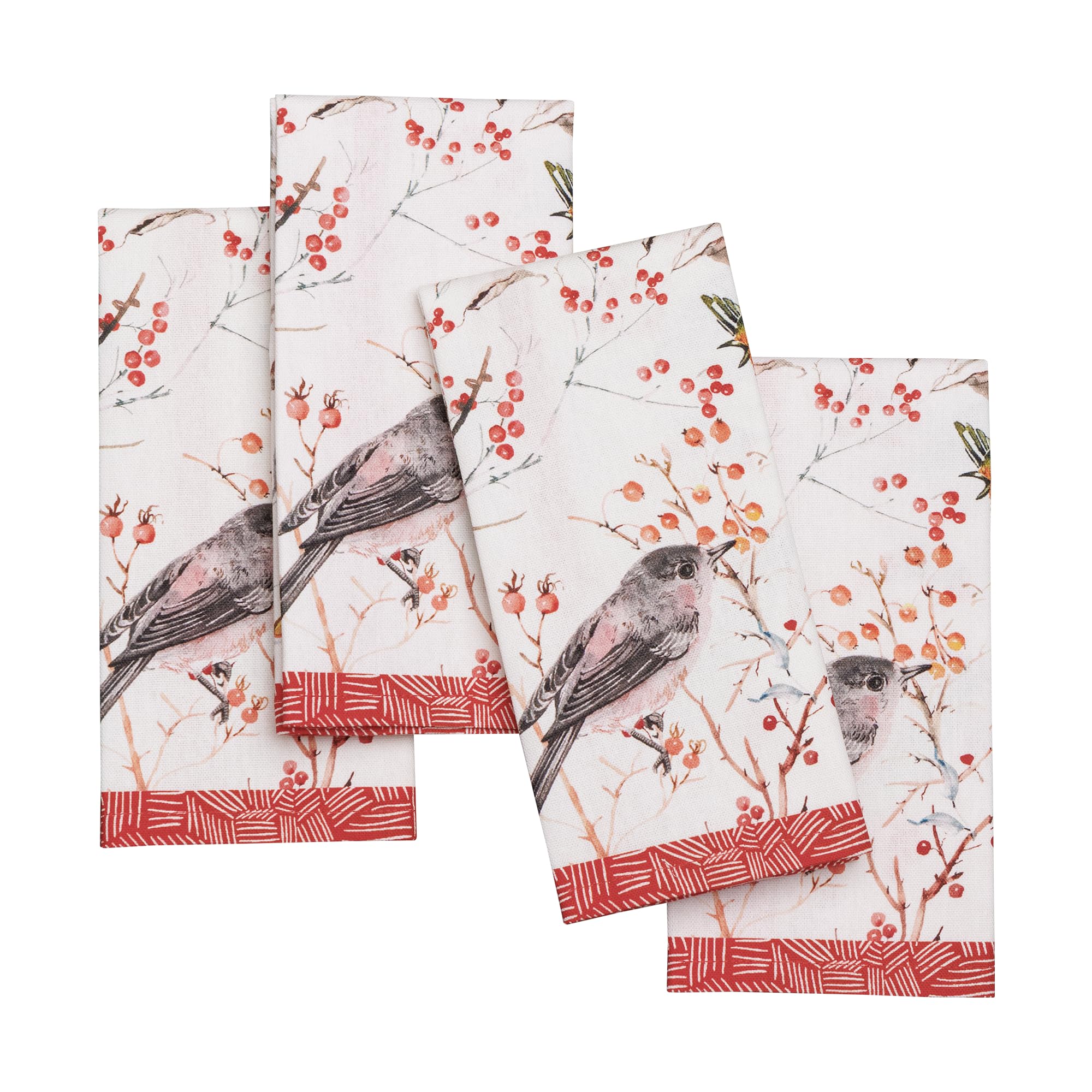 Maison d' Hermine Juego de 4 servilletas cuadradas de tela 100% algodón, suaves y duraderas, reutilizables para uso diario, lavables, cenas, cócteles, bodas, restaurantes (Pinson, 45 x 45 cm)