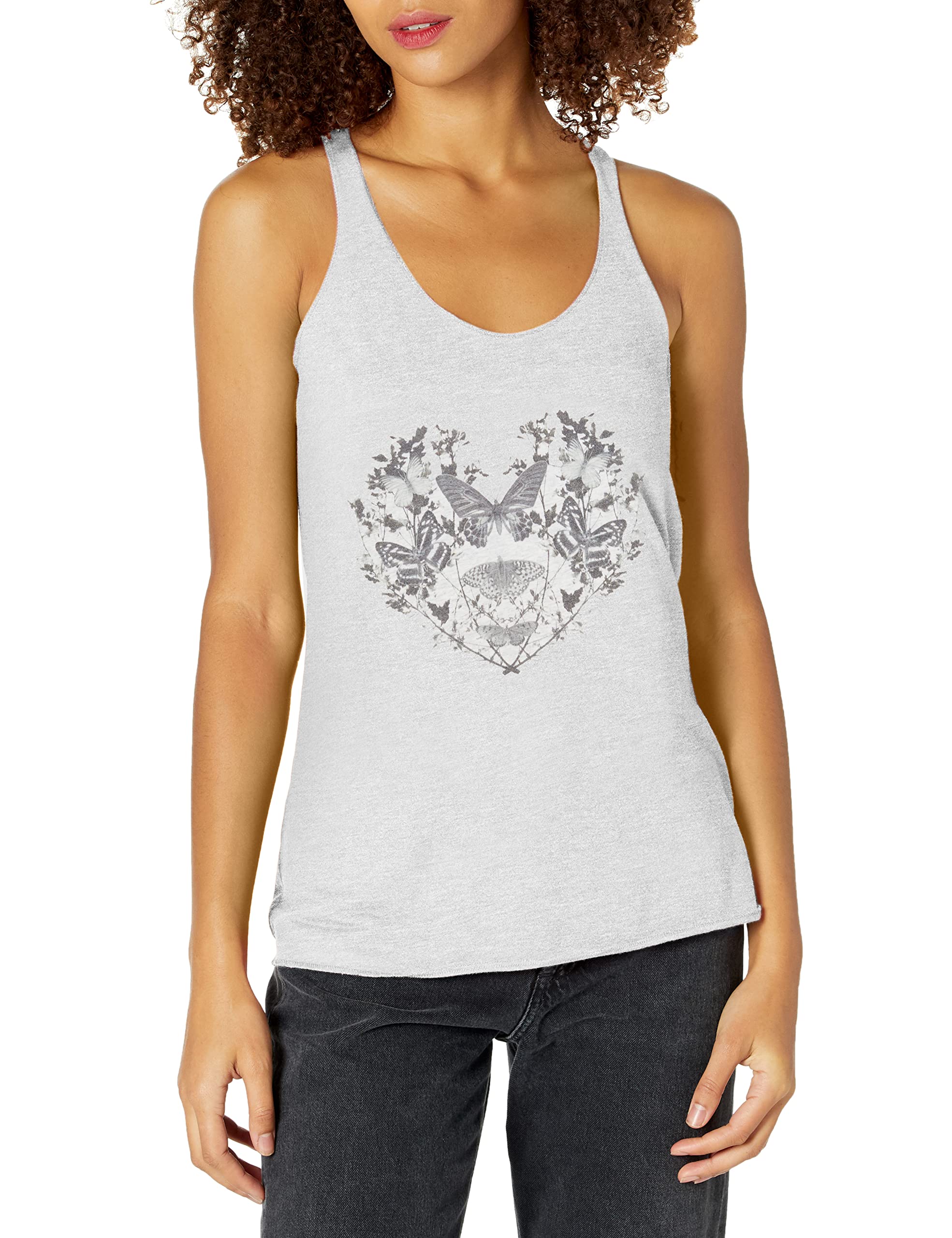LOST GODS Women's Butterfly Branch Heart Racerback Tank Top