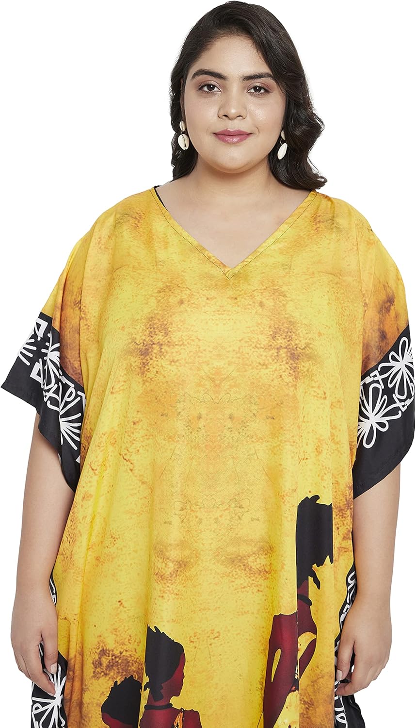 Gypsie Blu Women Plus Size Kaftan Dress Beach Cover Up Maxi Dresses for Women, V-Neck Kimono Sleeve 1X–3X - Image 4