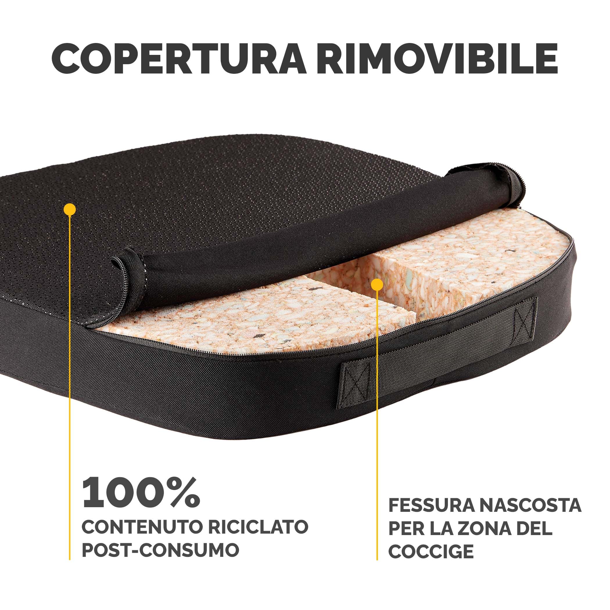 Fellowes Cuscino Comfort Breyta - Supporto ergonomico, llevia la pressione sul coccige, base antiscivolo, da materiale riciclato, portatile, garanzia di 5 anni, ideale per l'ufficio e la casa