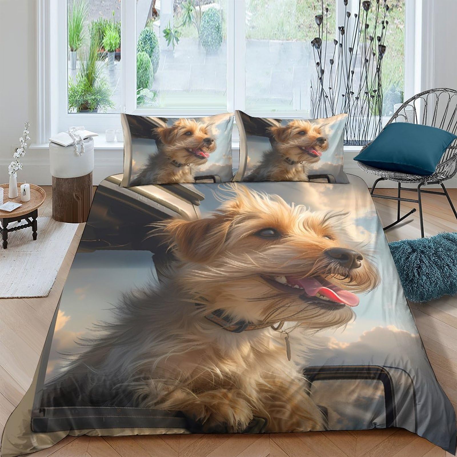 Ctjqhvkz Style-8 3D Printed Dog Portrait Fitted Sheet Microfiber Anti-Slip Bed Cover For Bedroom Guest Room Decor Easy Care Single（135X200cm）