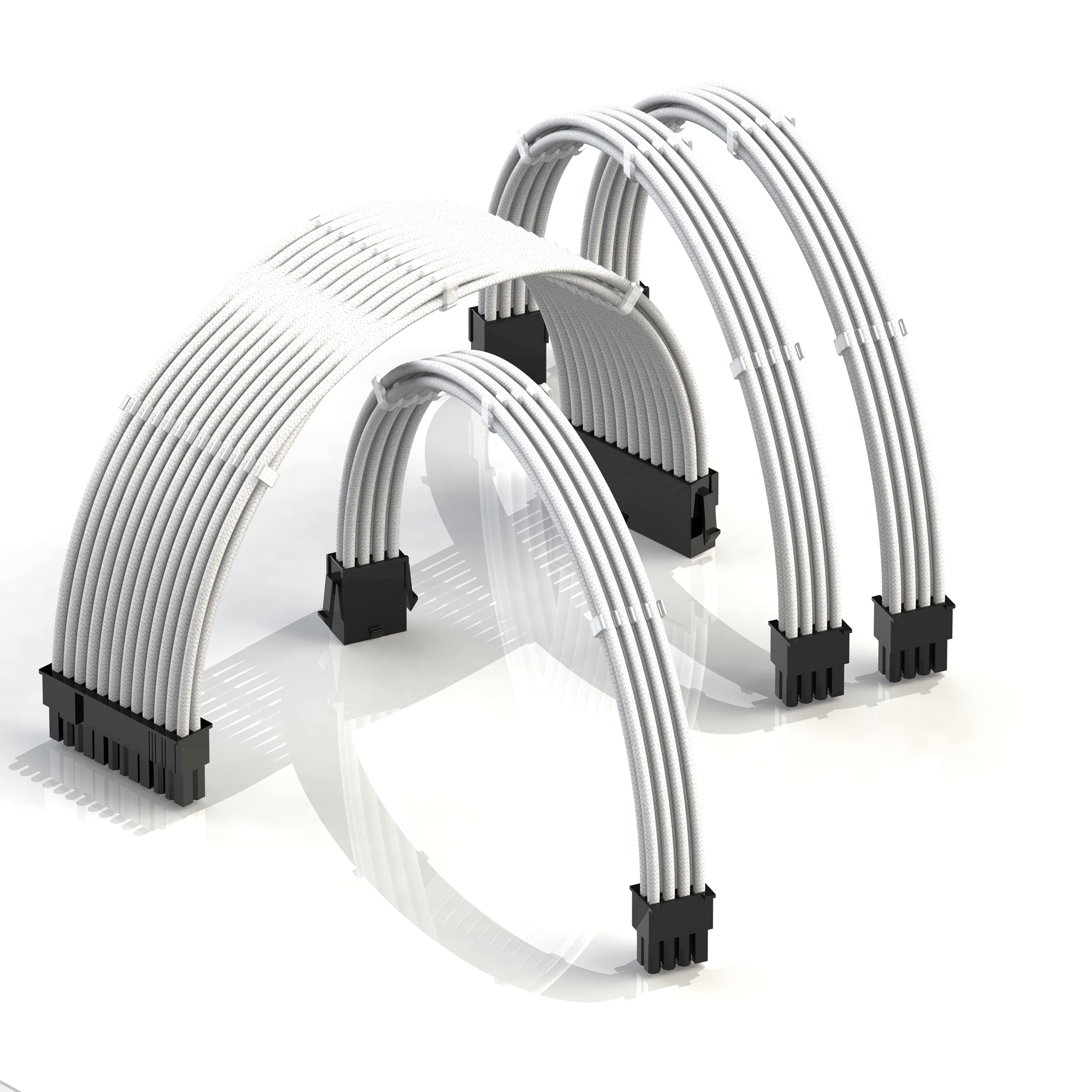 LINKUP - AVA 30cm EPS 4 Pin CPU ATX Motherboard PSU Power Supply Braided Sleeved Custom Mod PC Extension Cable w/Combs | Strong & Stiff Design | Single Pack | 300mm - Black — view 33