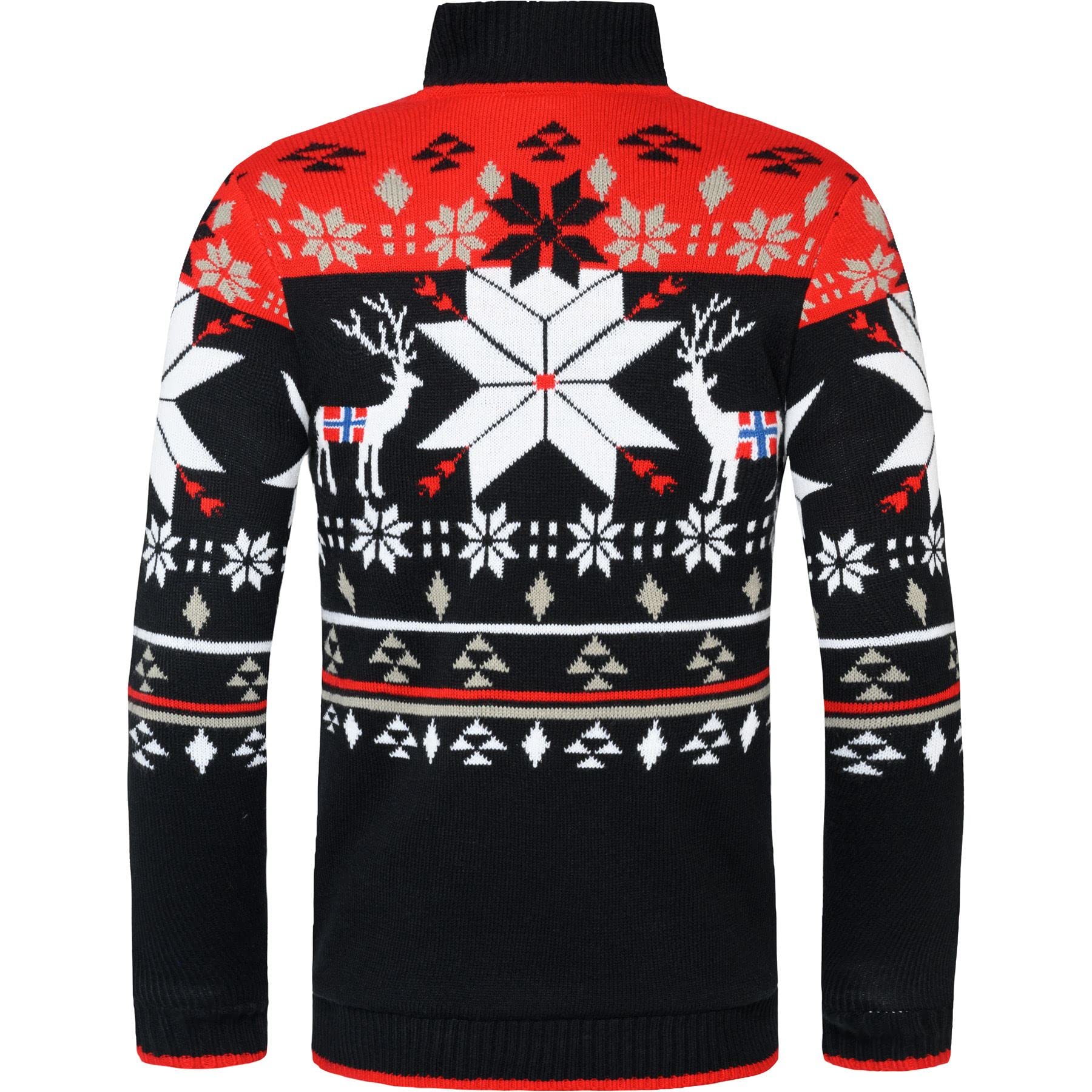 Nebulus Herren Strickpullover Fria, Warmer Strick Pullover mit Kunstfell & Stehkragen, Pulli mit Reißverschluss im Norweger Look
