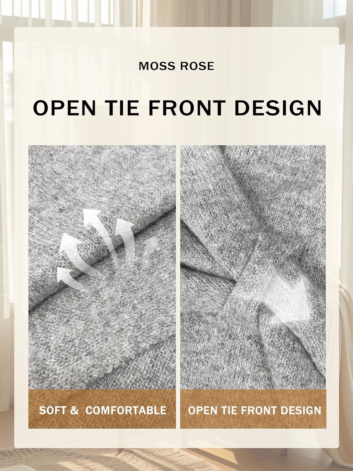 Moss Rose Womens Knitted Shawl Wrap Winter Wool Cashmere Warm Scarf Cardigan Cape Shoulder Top Sweater - Image 3